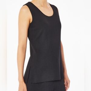 Ming Wang Scoop Neck Knit Tank Black Top Size 0X Classic Easy Care